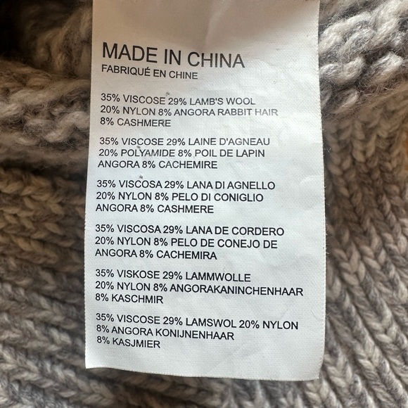 Club Monaco Cashmere Blend Sleeveless Turtleneck Sweater Grey & White - Picture 7 of 8